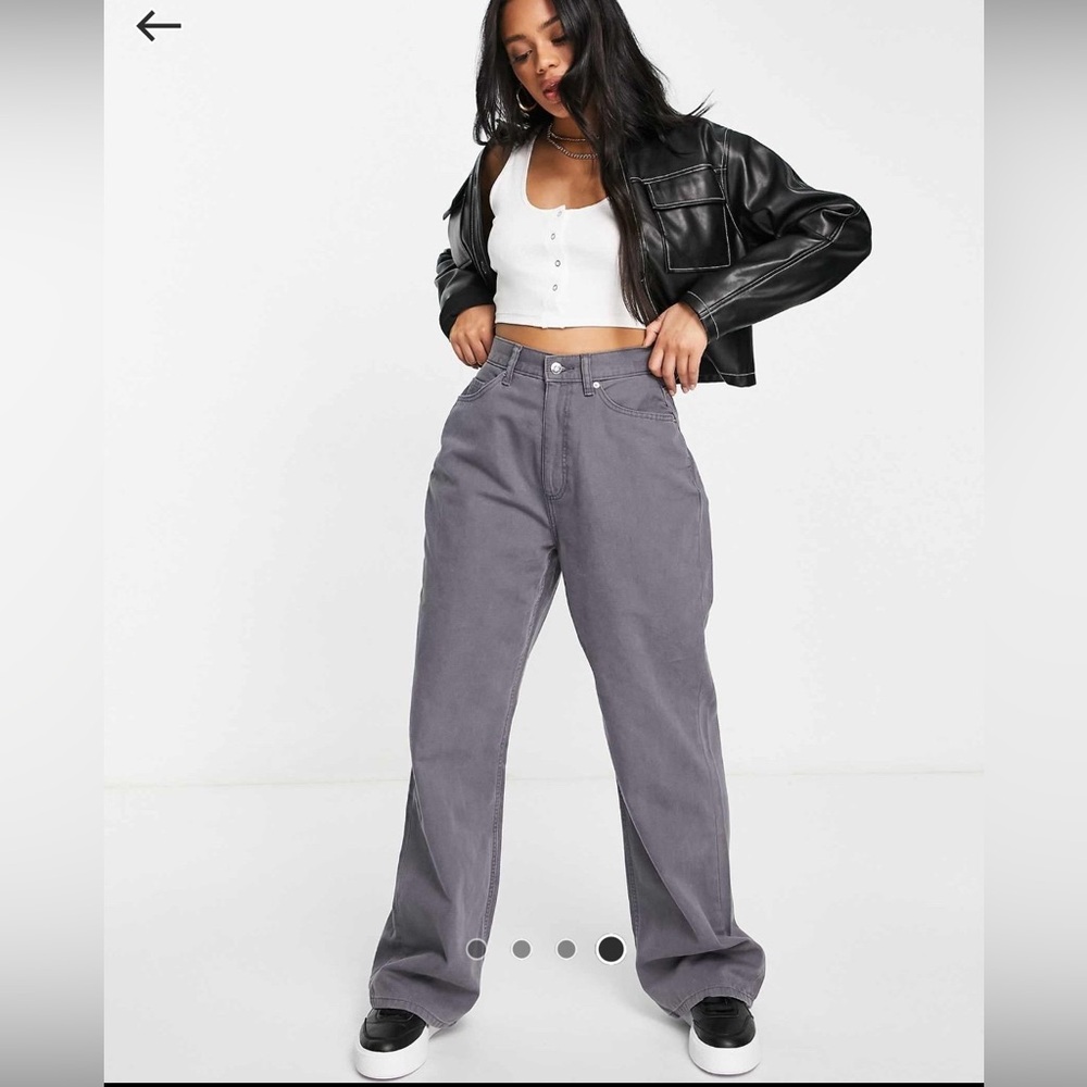 ASOS DESIGN Hourglass wide leg dad pants in washed gray - 2